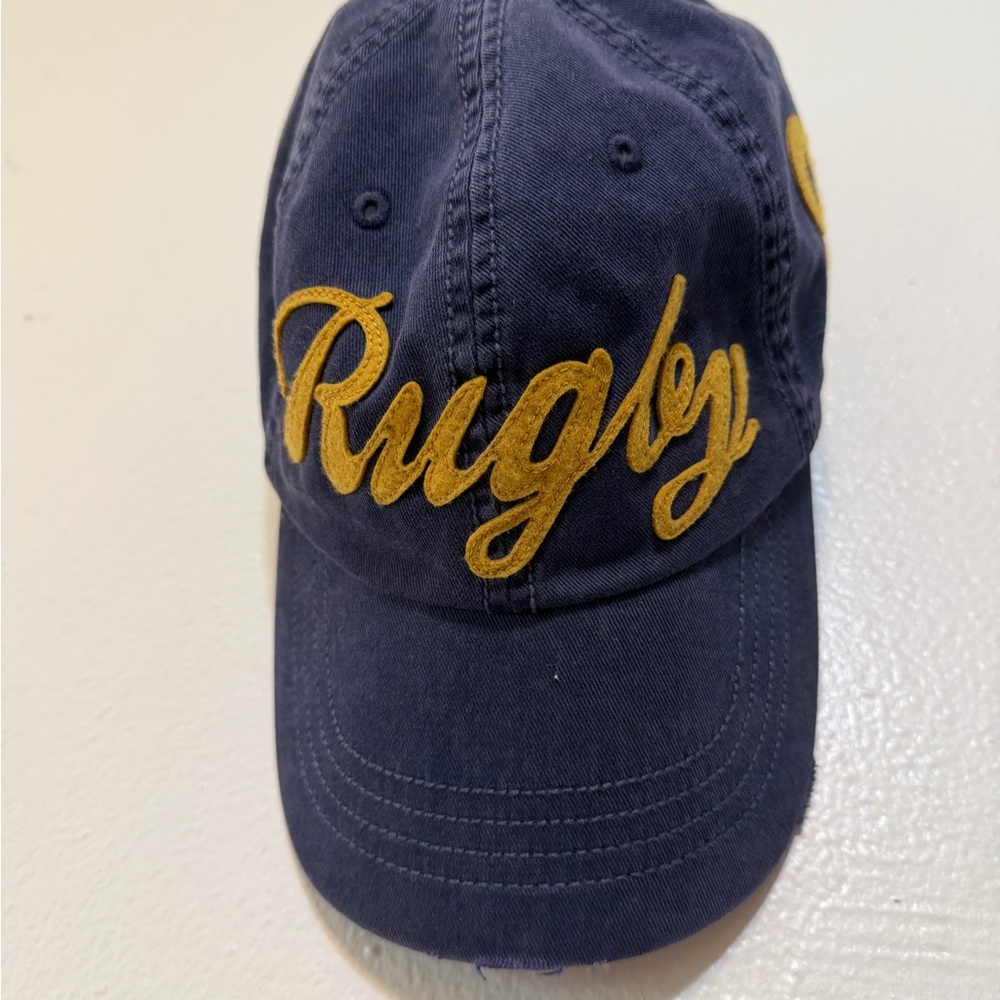 Rare Rugby Ralph Lauren vintage Navy Cap with Gold Embroidered 'Rugby 8’ Script